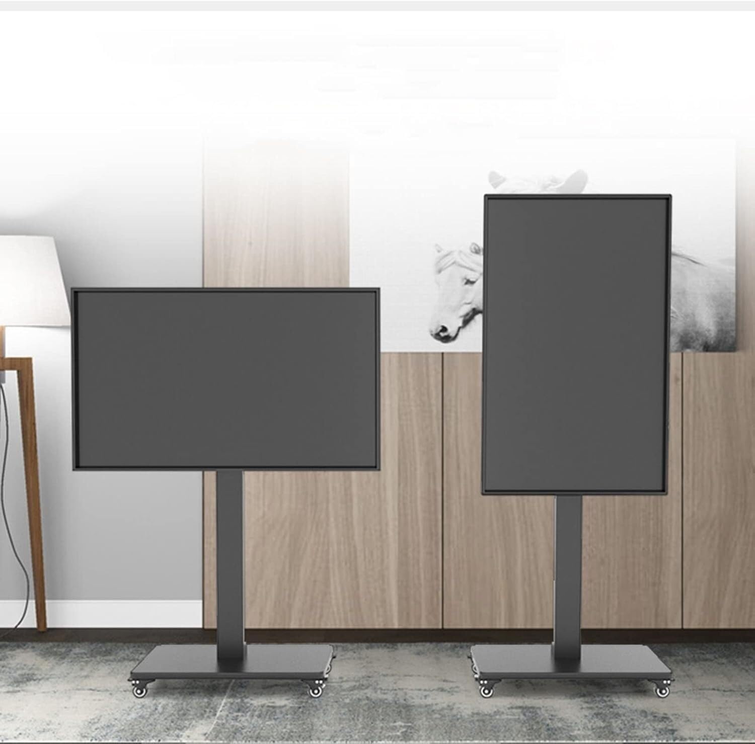 OLSKFUH Mobile Tv Stand Mobile Tv Cart On Wheels - Portable Floor Tv Stand Holds, Up To 100Kg, Horizontal And Vertical Screen Fixed For Living Room, Office, Meeting Room,