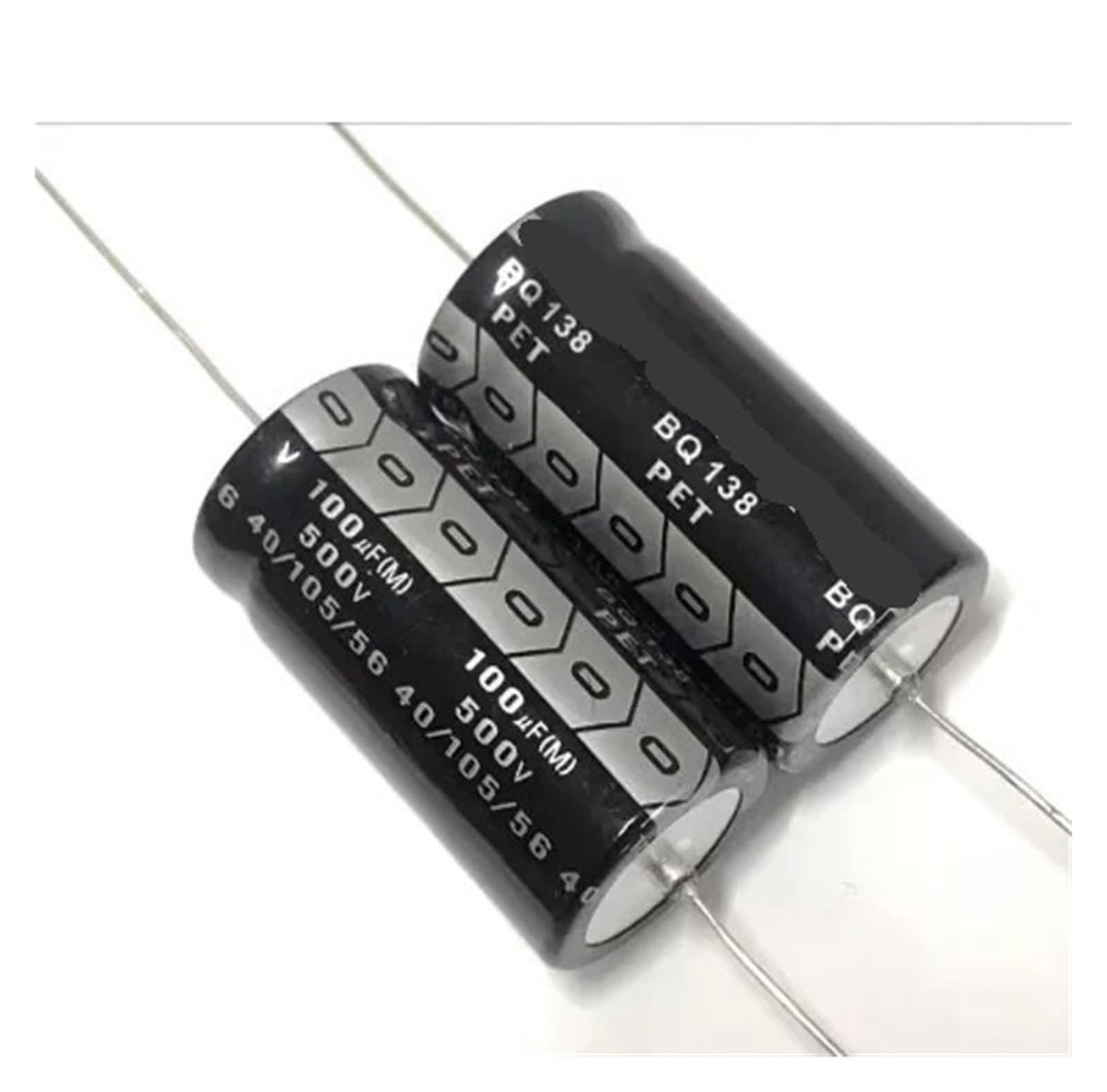 2 Stück 500 V 100 µF Axial-Elektrolytkondensator, Kapazität 22 x 43 mm, +/- 20% Capacitance Meters