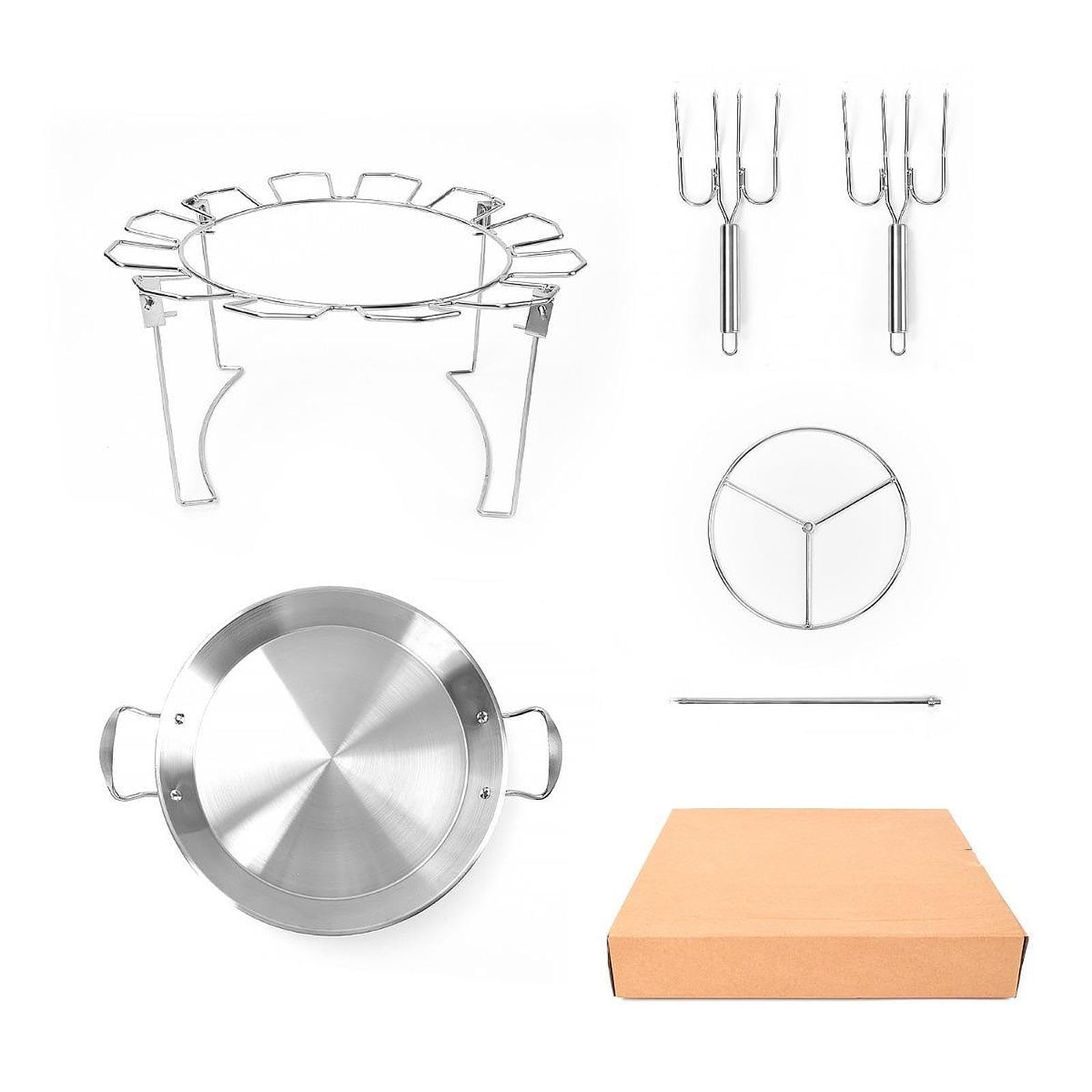 Parrilla para Pollo con Bandeja de Goteo con Capacidad para 12 Muslos de Pollo Herramientas para cocinar y Asar a la Parrilla Verduras en brochetas Rejilla Acero Inoxidable para Muslos ala