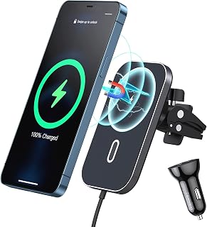 Magnetic Wireless Car Charger,Compatible with MagSafe Car Mount Charger, Mag Safe Car Phone Holder Charger for Air Vent, 360° Rotatable Car Wireless Charger for iPhone 15 14 13 12 Pro Max Mini Plus
