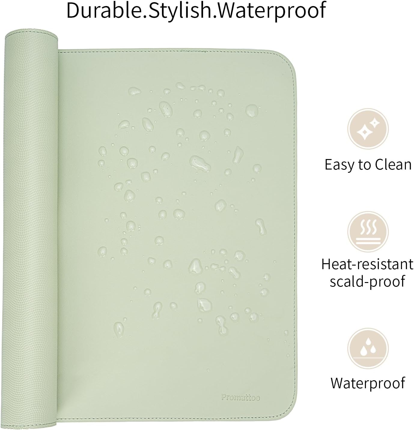 Oversized Non-Slip Desk Pad Protector with Premium Gift Box – Vegan Leather Waterproof Laptop Mat for Keyboard & Mouse, Grips Desk Firmly – Large Office Pad– Matcha Green