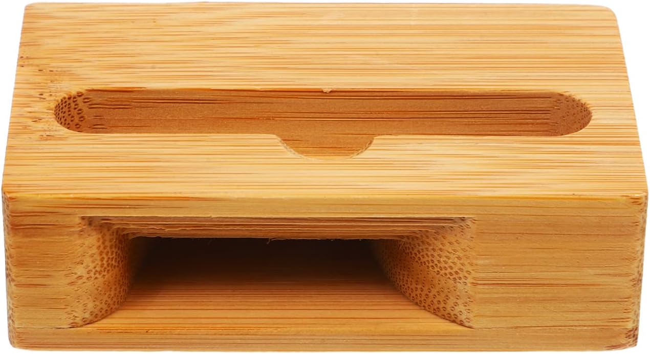 SAFIGLE Bamboo Wood Phone Stand with Sound Amplifier Universal Mobile Phone Desktop Holder for Watching Videos and Calls Compact 3.9X2.4X1.2 Inches