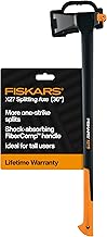 Fiskars X27 Super Splitting Axe, 36" Wood Splitting Axe for Medium to Large Size Logs with Shock-Absorbing Handle, Split Firewood, Forged Steel Blade, Bushcraft Gear and Camping Hatchet