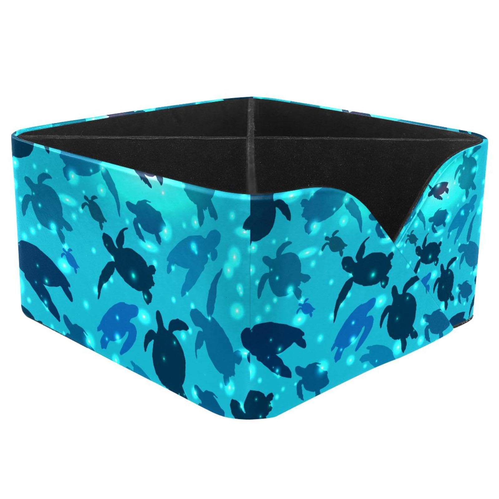 KengjuTesu Turtle Swims Ocean Desktop Organizer Pen Holder, Rectangular Pencil Cup for Office, Study and Makeup Stations