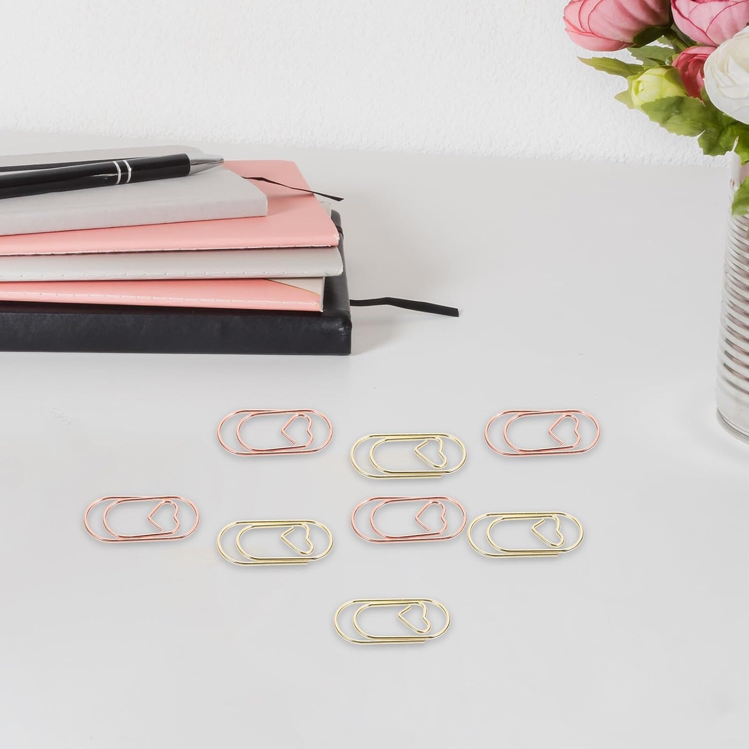 30pcs Metal Heart-Shaped Paper Clips, Rose Gold and Gold Electroplated Decorative Clips, Novelty Office Supplies for School and Desk Organization image 5