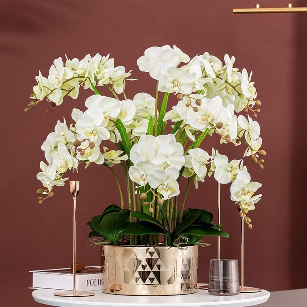 Sztuczne Orchidee 15 Główek Sztuczny Kwiat Porcelanowy Wazon Sztuczna Orchidea Duża Doniczka Sztuczne Kwiaty Phalaenopsis Sztuczne Kwiaty