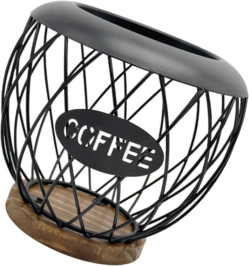 Rusts Resistant Coffee Pods Organizers 50 Capacity Metal Wood Frame Modern Kitchen Storage Open Design Space Optimizing Modern Coffee Pods Dispenser