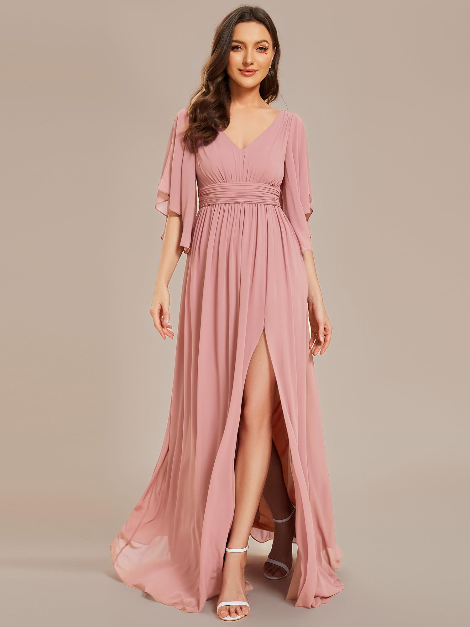 Ever-Pretty Robe de Demoiselle d'honneur Élégante Satin À Col en V Midi ES01886