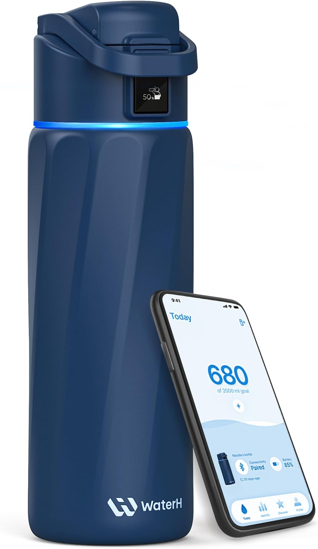 BOOST Smart Water Bottle that Reminds You to Drink, 24oz BPA-Free Stainless Steel Vacuum Insulated, Wide Mouth Water Tracker Bottle with APP for School, Gym, Office, Ideal for Mother's Day