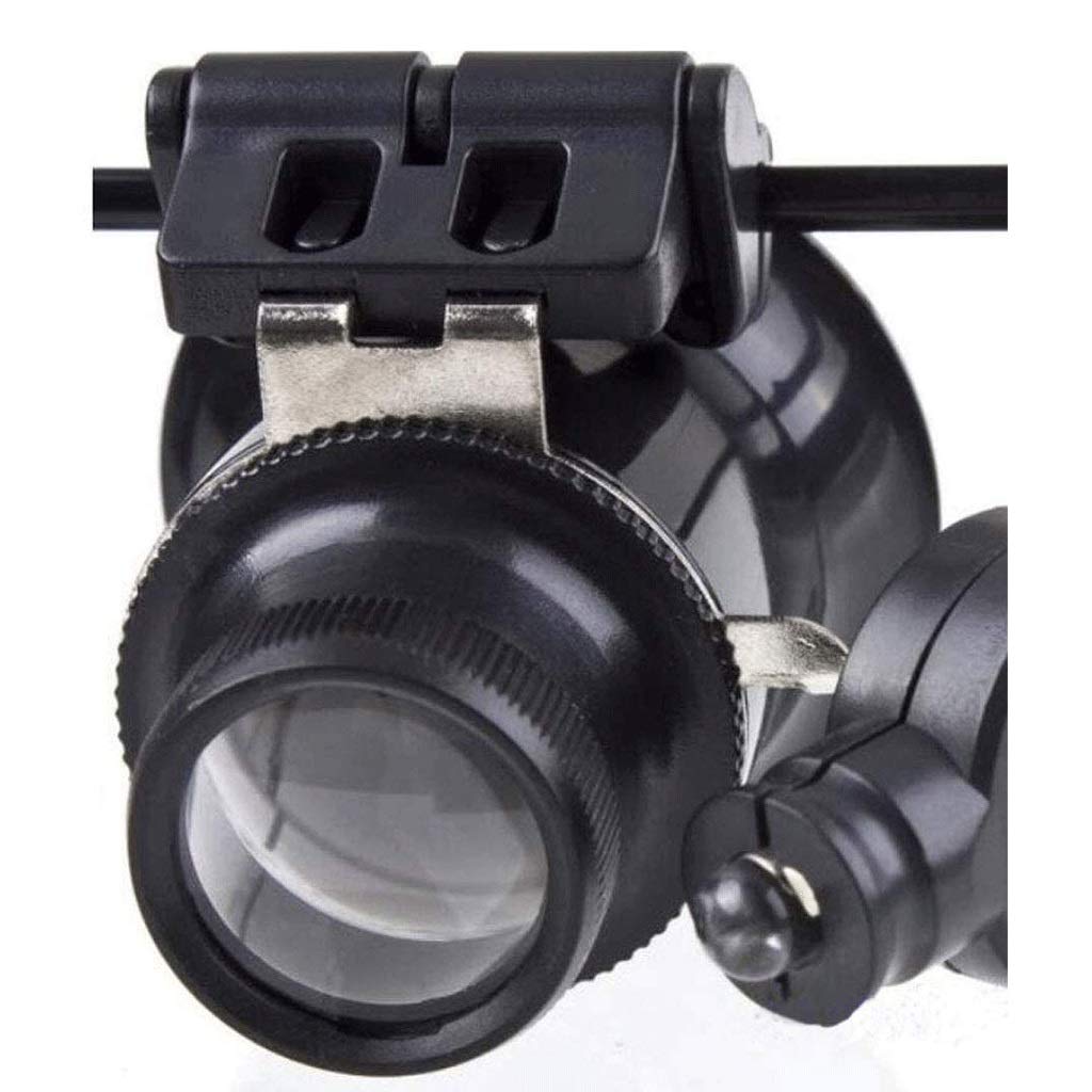 Lente d'ingrandimento per fascia, con luce a LED, pinzette di precisione e 4 lenti intercambiabili 10x/15x/20x/25x, con custodia per la riparazione di gioielli e orologi