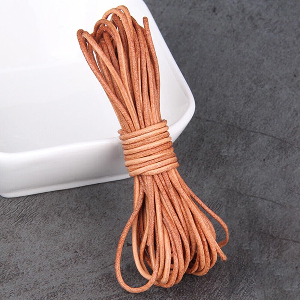 1-8mm Round Cow Leather Cord Lace Rope Weave String for Necklace Bracelet Bag US (8mm)