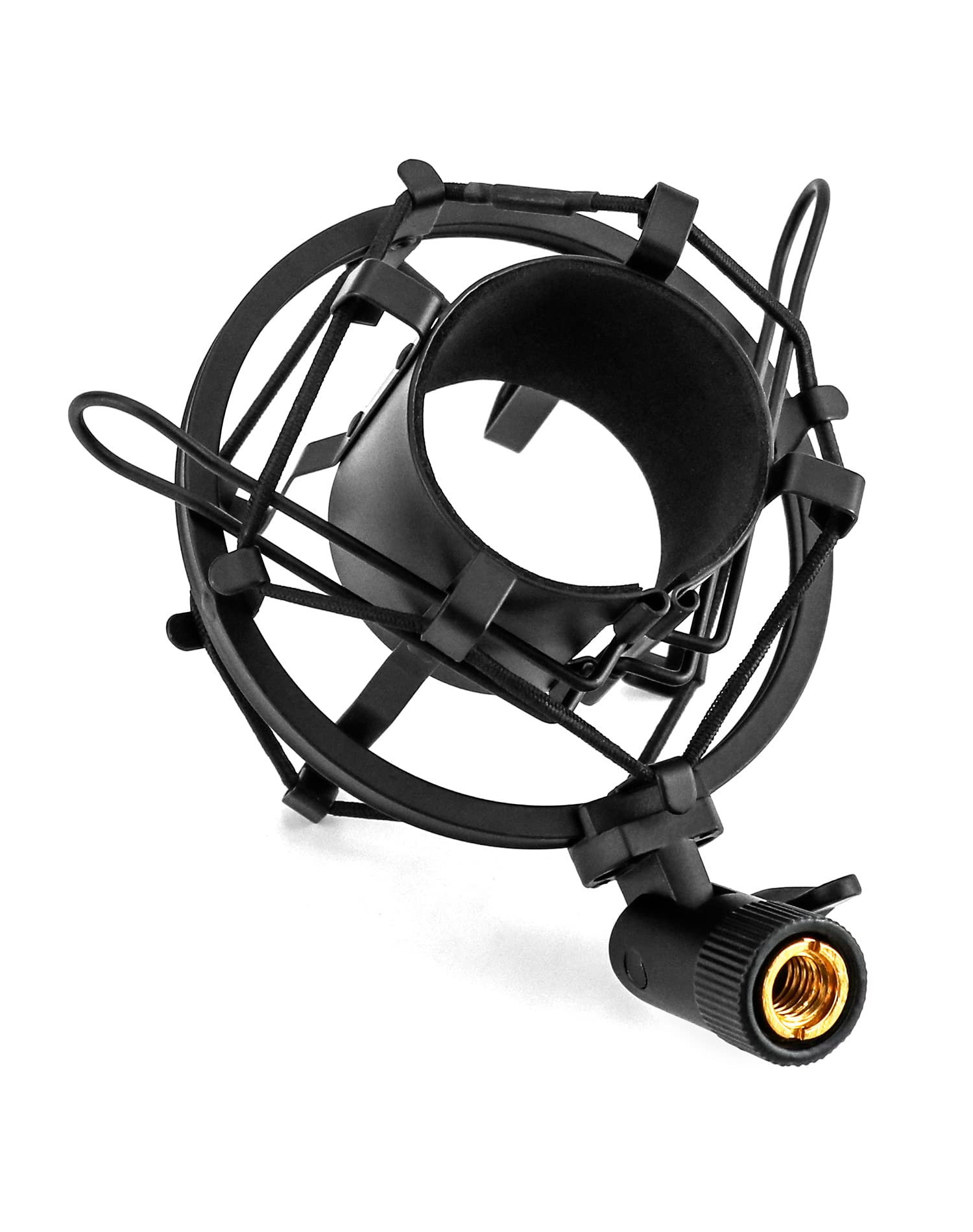 QWORK® Metalowe mocowanie amortyzujące mikrofonu, amortyzujące mocowanie stojaka mikrofonowego zmniejsza wibracje dla mikrofonu o średnicy od 45 mm do 50 mm (czarny)