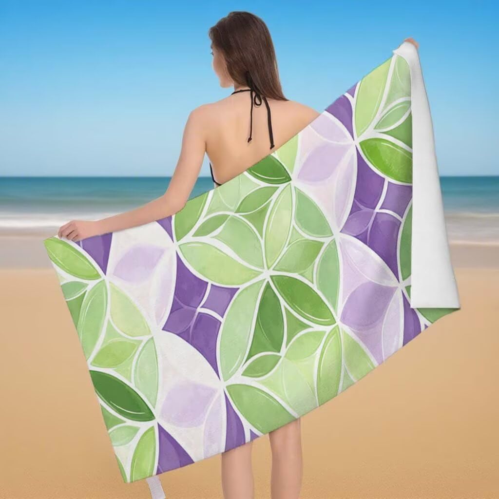 Toalla de Playa Grande 220x100cm/35x70cm, Juego de 2 Toalla Microfibra XXL de Antiarena, Toallas Playa Suave Ligera, Absorbente Secado Rápido, Beach Towel Viaje, Regalo Mujer Hombre (Moderno) F-55
