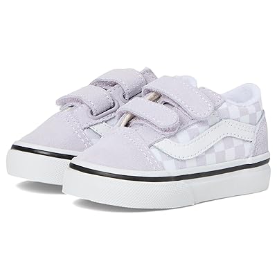 Vans Kids Old Skool V (Infant/Toddler) Kids Shoes Color Theory Checkerboard Lilac Mist