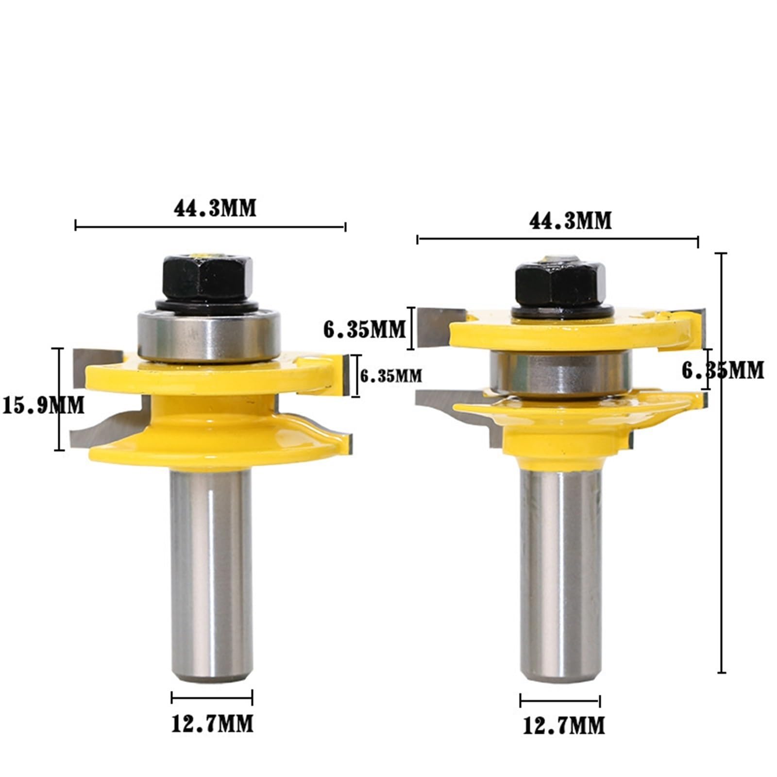 Fresa per scanalature, Fresa for legno for mortasa e tenone for porta dell'armadio 1/2 nel gambo 17-22 mm 2 pezzi o 3(3PCS)