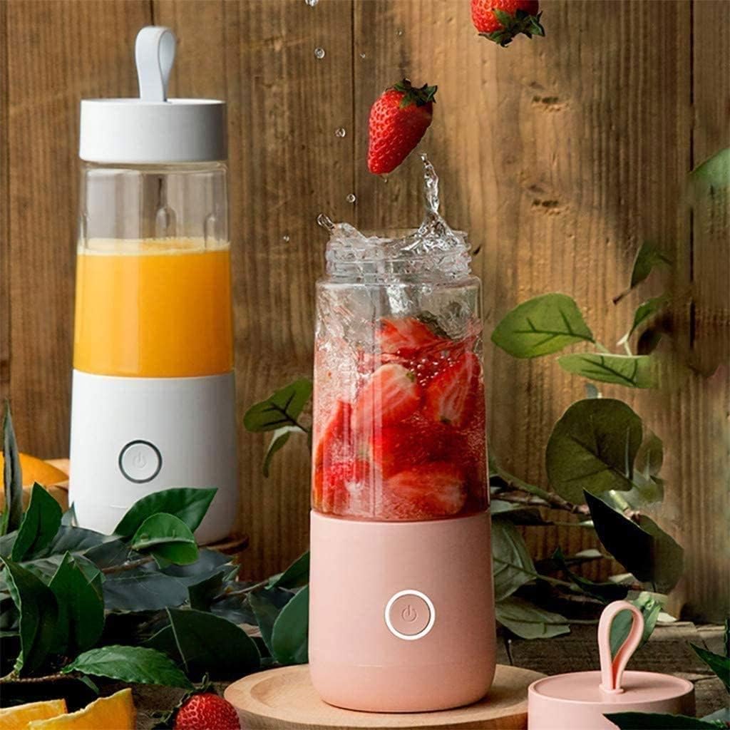 Portable Blender for Shakes and Smoothies Personal Blender Powerful Smoothie Blender with Rechargeable USB for Juice Crushed Ice Sports Travel (Color : Pink) (White)
