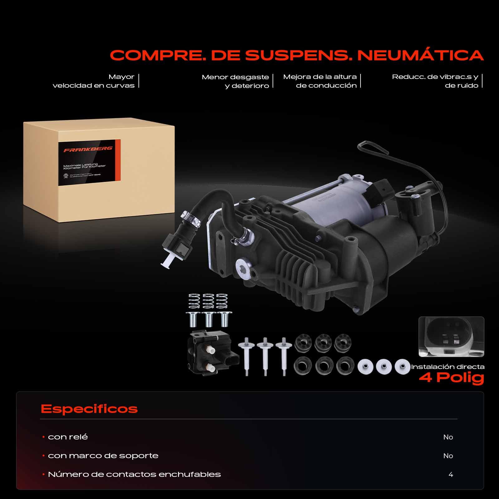 Frankberg Compresor de suspensión neumática Compatible con X5 E70 X6 E71 E72 Replace# 37206859714