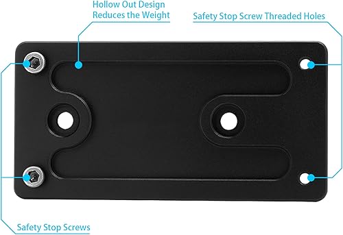 Miniatura 4 de Adaptador de placa de trípode de metal Keymod de 2.992 in2.99 pulgadas con tornillos de parada de seguridad para trípode, cabeza esférica, Arca