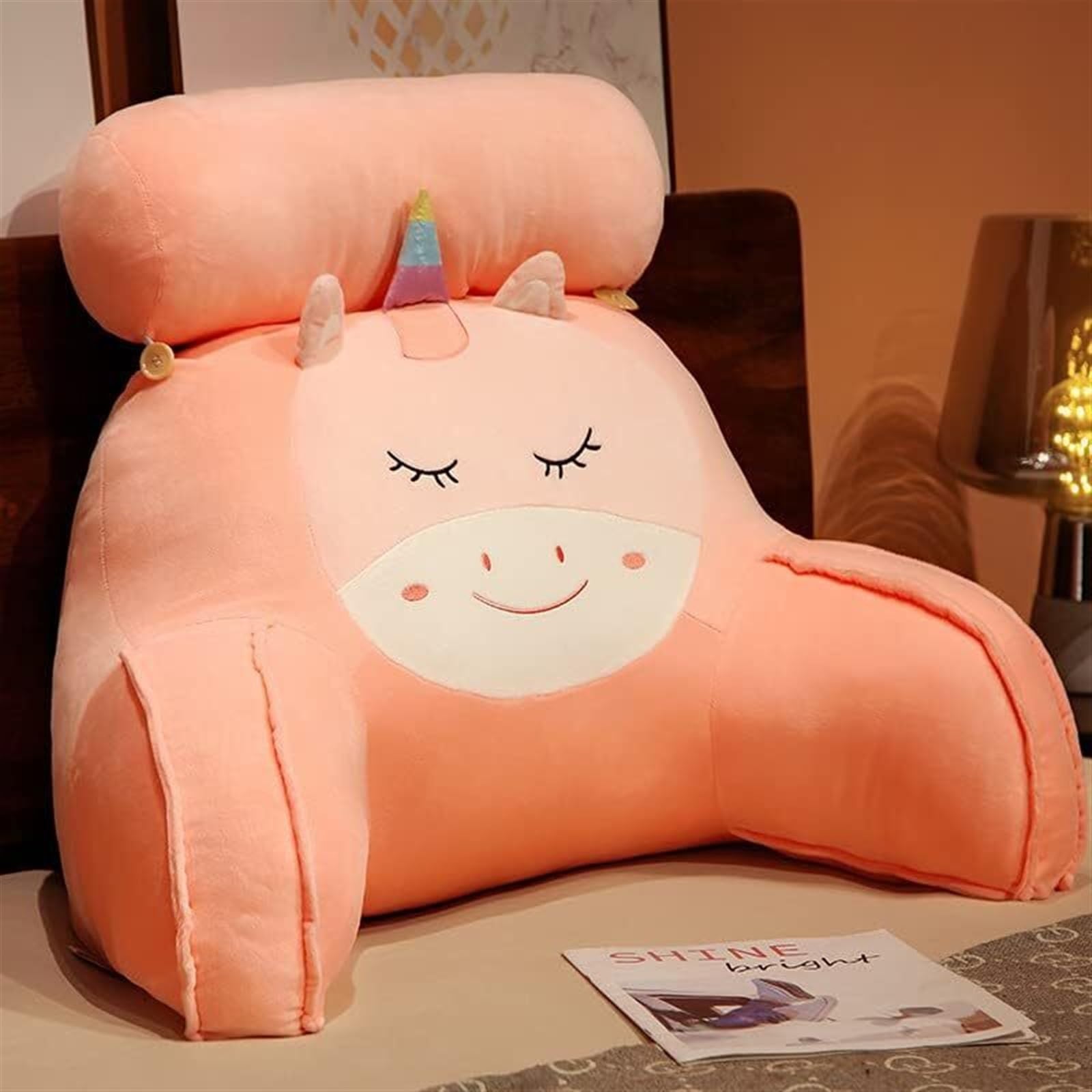 Poduszka lędźwiowa do leżenia w łóżku, poduszka pod plecy z podparciem ramiona, oddychająca relaksacyjna(Pink,60 * 35CM)
