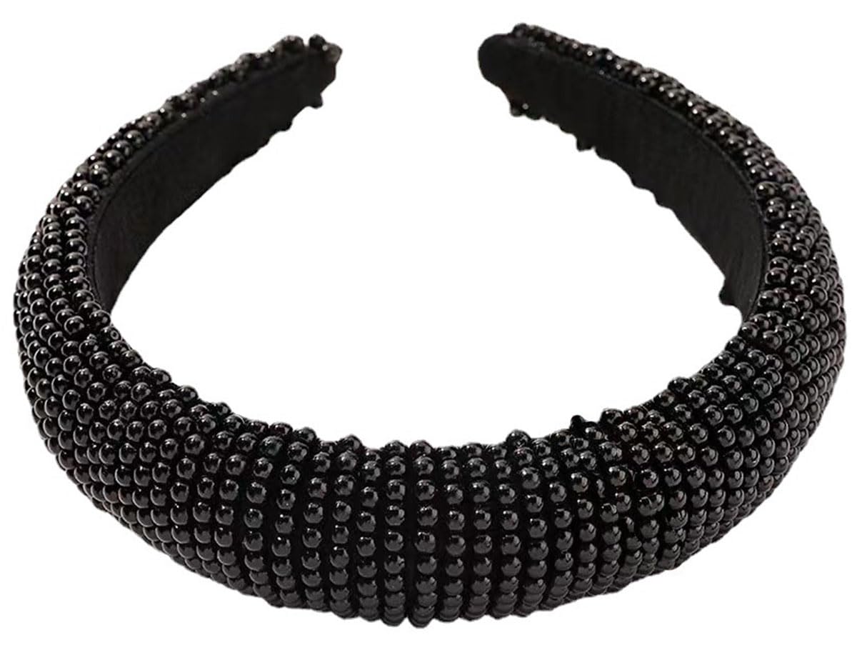 scicent Black Pearl Headband Elastic Hair Bands for Women Wide Pearls Hairband Hairstyle Accessories for Girls 16428 - Image 4
