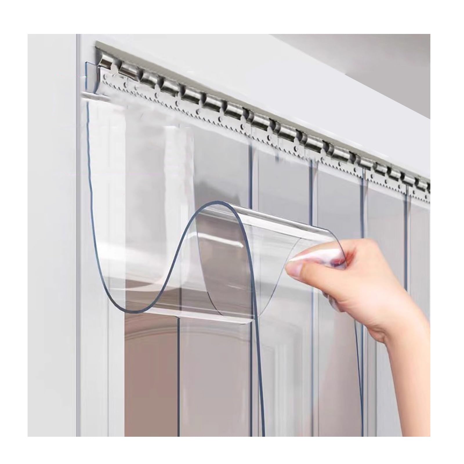 プラスチックストリップカーテン、透明PVCフリーザーカーテン、防水PVCスラットカーテン、ウォークインフリーザー、倉庫、ショップや工場での産業用、カスタマイズ可能(135x190cm/53.15x74.8in)