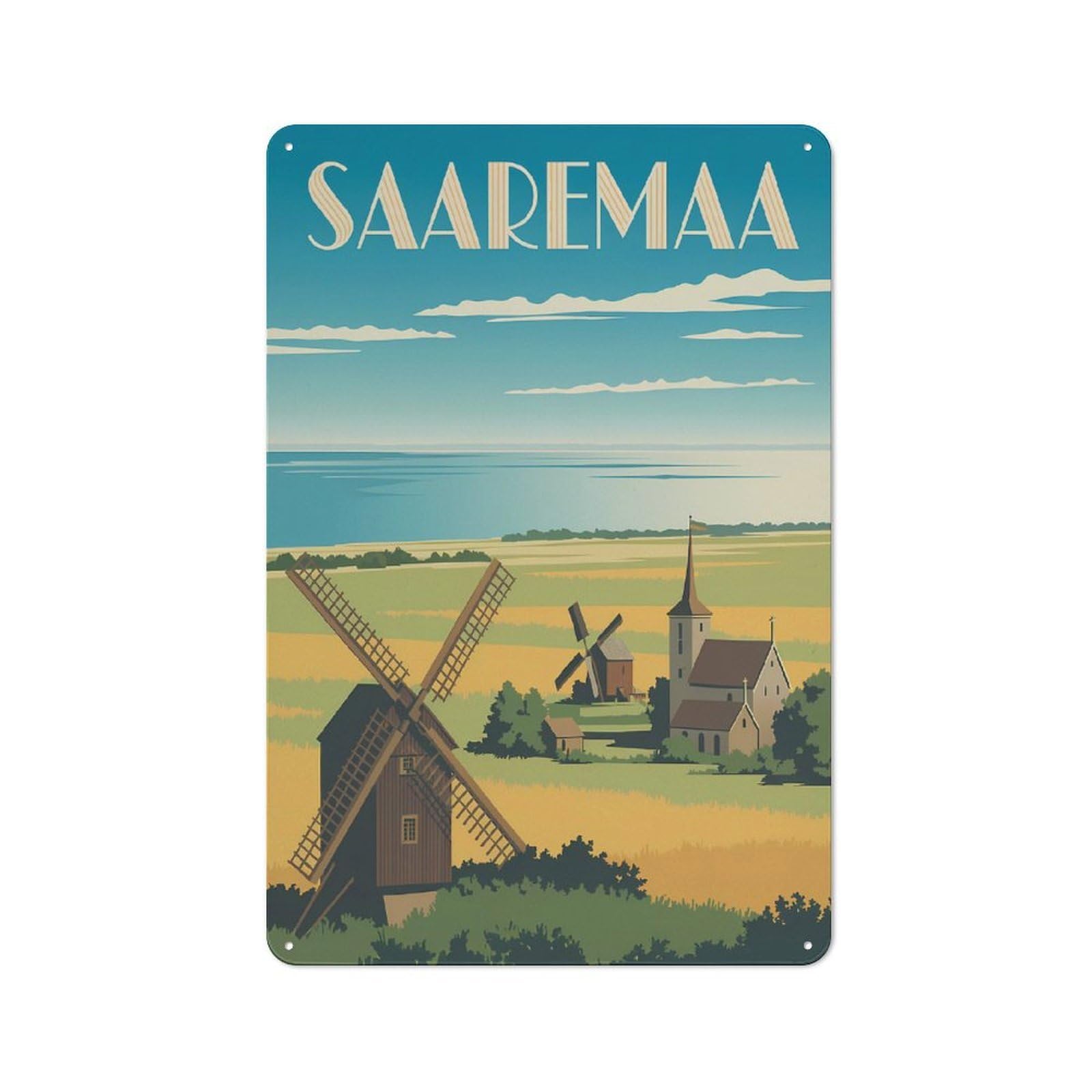 Vintage Metal Plaque 30x20cm Featuring Saaremaa Travel, Diner Style Decor for Restaurant, Kitchen, Counter Or Breakfast Nook