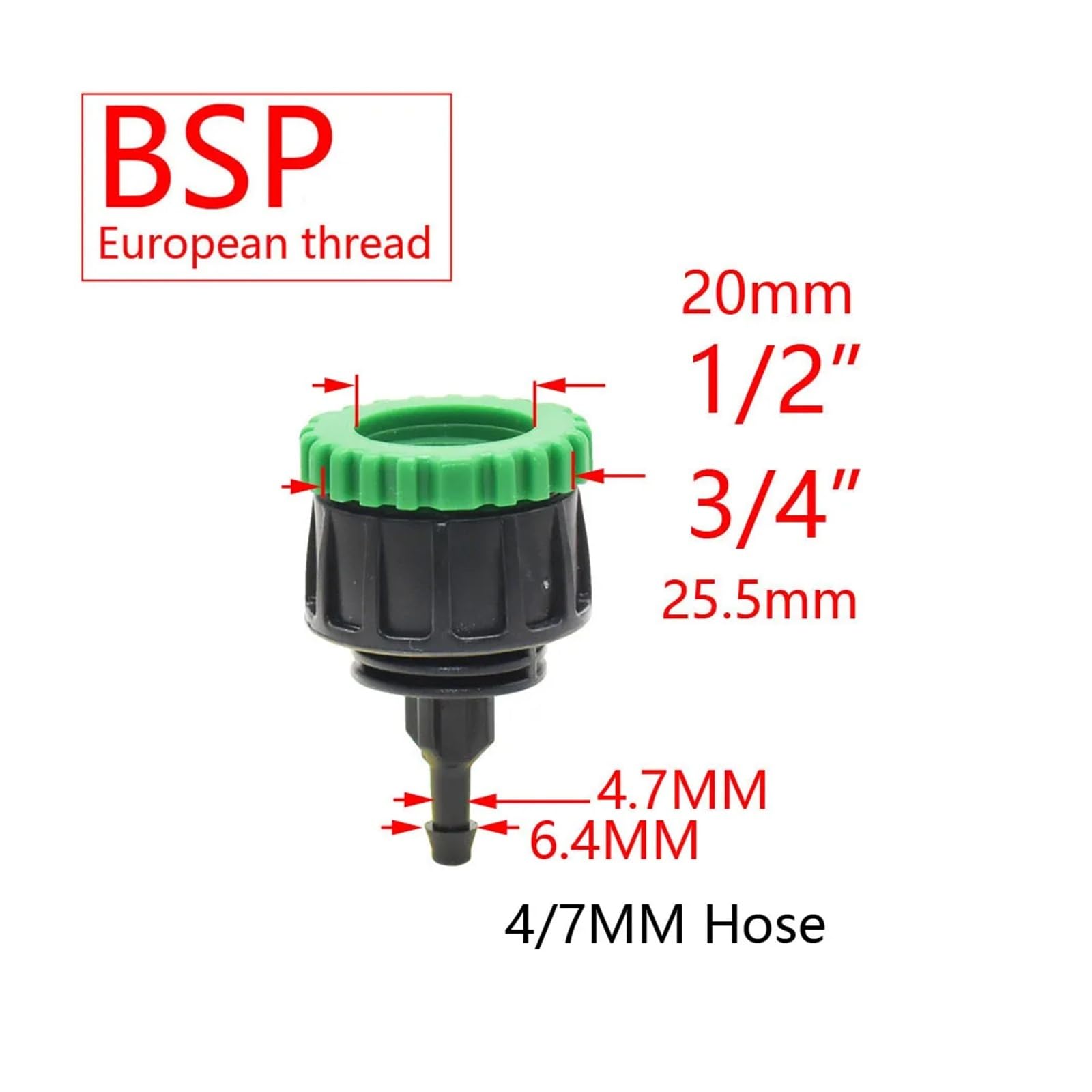 Suministros de jardinería Conector rápido de manguera de 1/4" for grifo de jardín, conector de tubería de agua de púas de 4/7, 8/11 y 16 mm, adaptador de riego por goteo con rosca macho y hembra de 1/