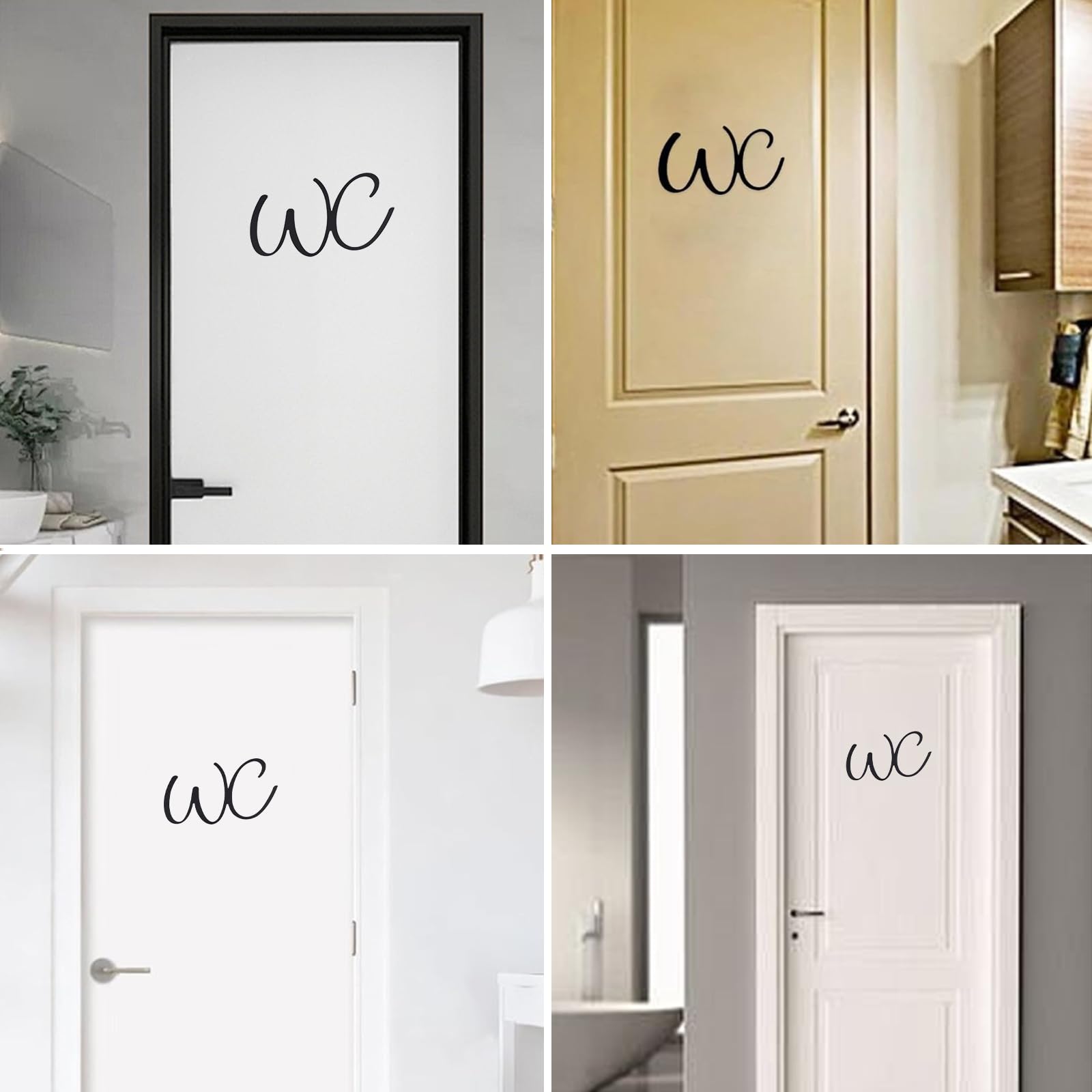 2 Stück WC Schilder Selbstklebend - 22,5x12cm Schwarz