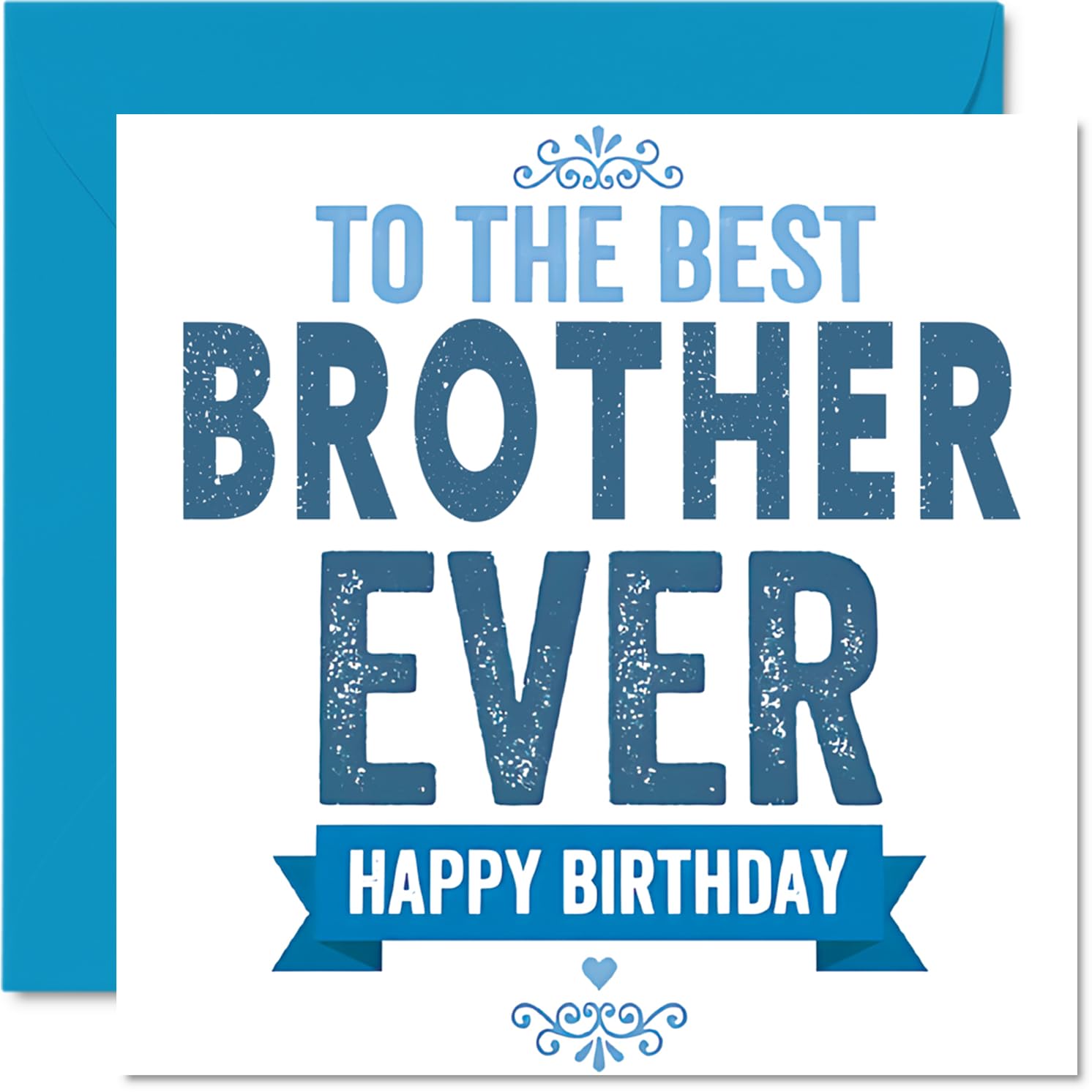 Heartfelt Birthday Card for Brother - Big Cheers to the Best Brother - Bold Blue and White Typography Design - 145mm Square, Envelope Included