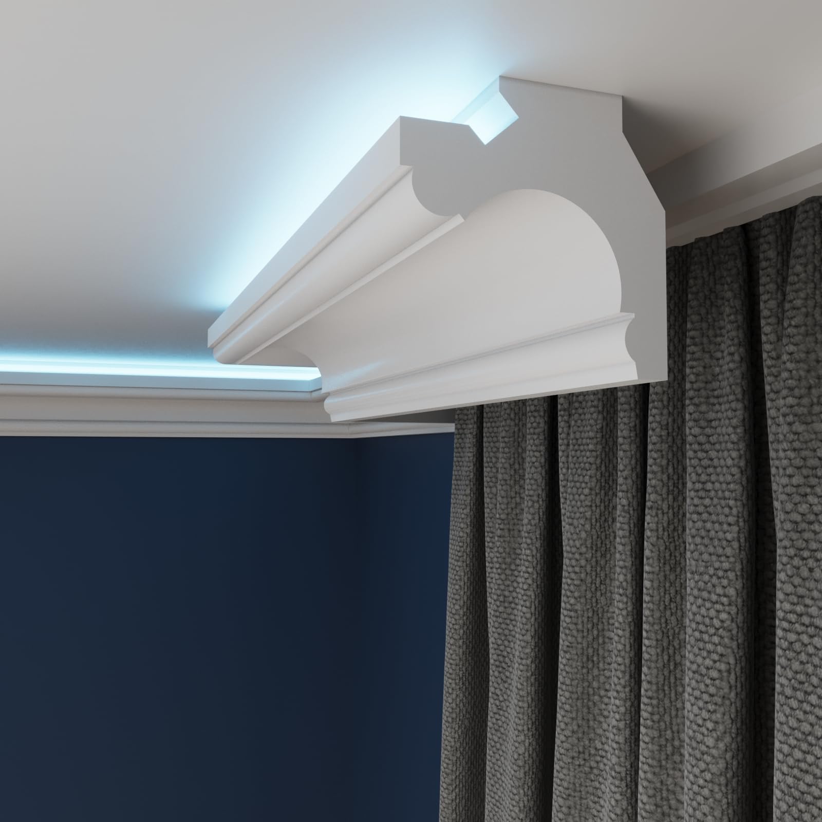 WOLDECOR LED Cornice Coving for Ceilings, Premium Extruded Polystyrene Ceiling Moulding Trim, Lightweight and Paintable Decorative Coving, Durable LED Lighting Coving (WLP14, 10 Meters)