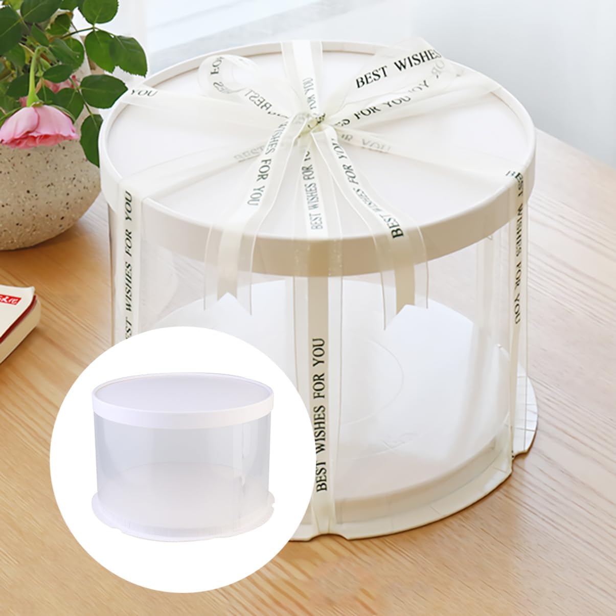 Cake Box Lids Round Plastic Bakery Container for Storage Birthday Party