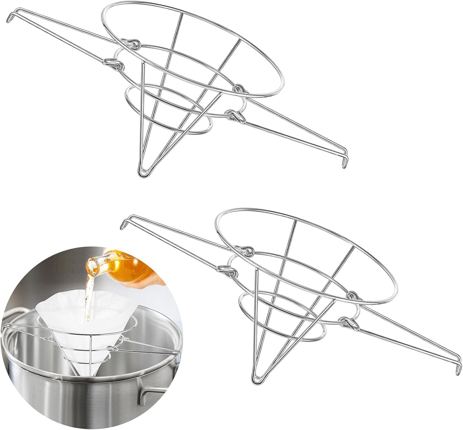 Hicarer 2 Pcs Maple Syrup Filter with Folding Arms, 9 Inch Fryer Filter