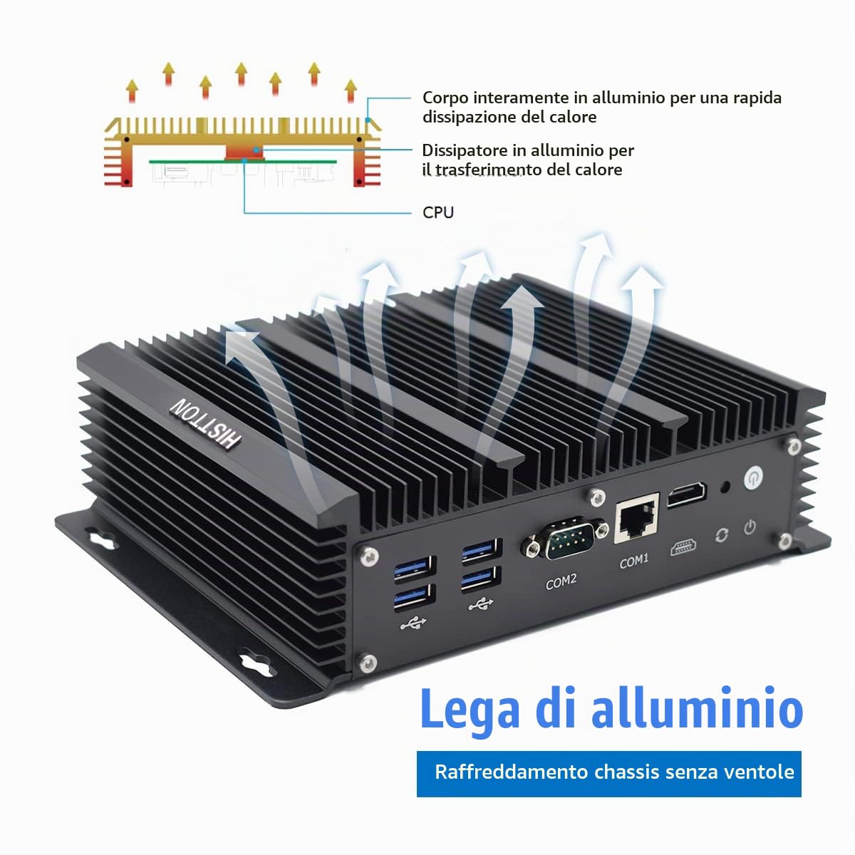 HISTTON Fanless Firewall PC, Firewall Hardware, OPNsense, VPN, Network Security Appliance, Router PC, Core i5-8265U 8GB DDR4 256GB SSD, AES-NI, 6 x 2.5GbE I225-V/1GbE I210 LAN, HD, WiFi, Auto Power On