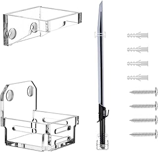 Cosmos 1 Set Lightsaber Wall Mount Stand Darksaber Display Holder Acrylic Black-bladed Lightsaber Wall Rack Dark Saber Stand for Vertical Displaying Darksaber, Lightsaber, Sword and Cue (Transparent Clear Color)