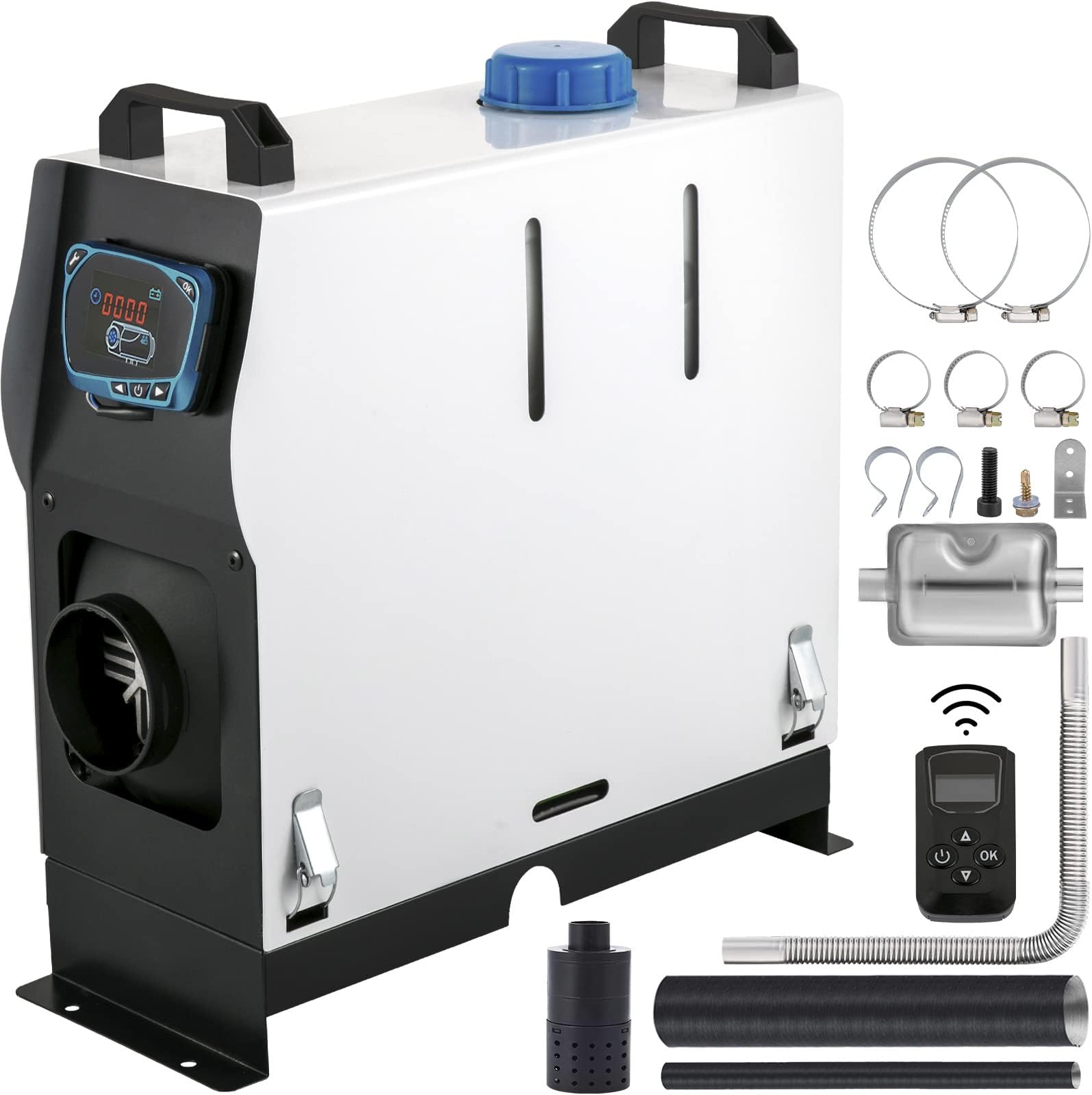 VEVOR Diesel Air Heater All In one, One Air Outlet, 8KW Diesel Heater 12V, Fast Heating, Diesel Parking Heater with Red LCD Switch, Remote Control For Car, RV Truck, Boat, Campervans and Caravans