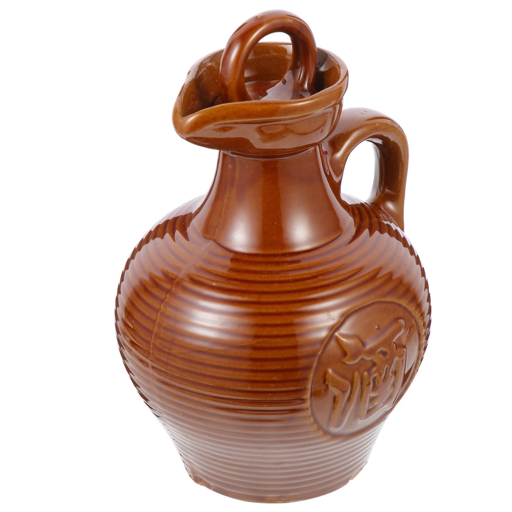 GRIRIW Traditional Clay Wine Pot Ceramic Hip Flask Handmade Decor Perfect Home Restaurant Decorative