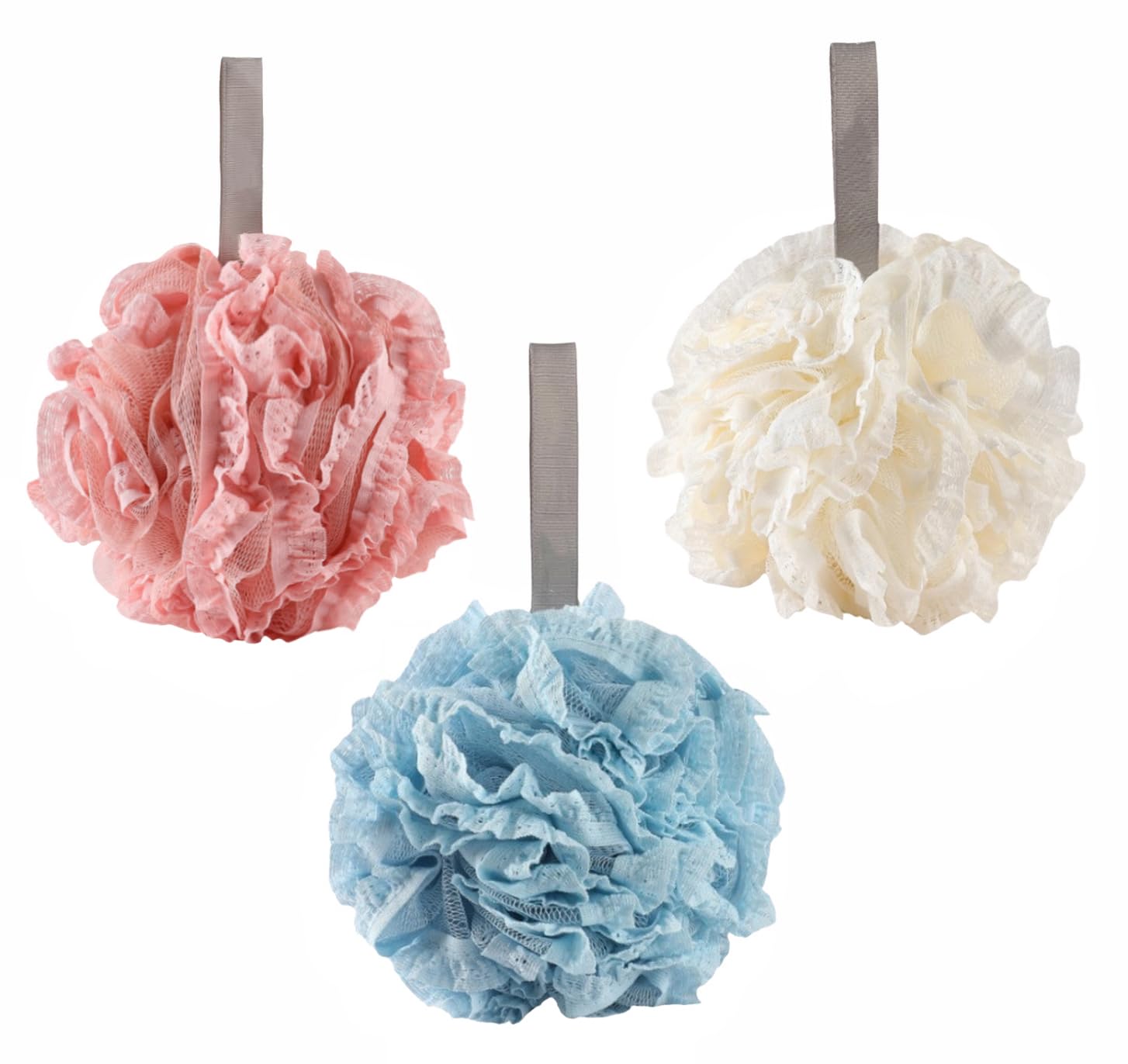 3Pcs Bath Charcoal Loofah Sponge Wash Back Scrubber Bathroom Men Exfoliating Pads Body Brush for Showering Gym Shower Essentials (B)