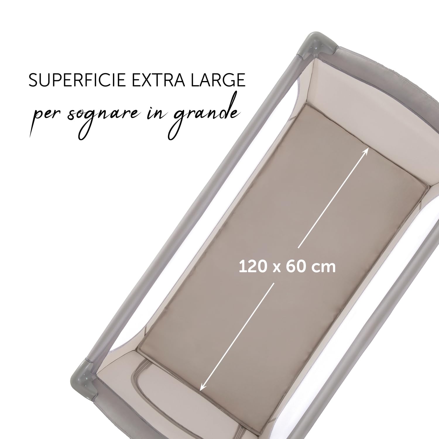 hauck Lettino Da Viaggio Sleep N Play Go Plus - Culla Neonato fino a 15kg - Letto Pieghevole 60x120cm - Box Bambini con Ruote, Apertura Laterale e Borsa - Beige