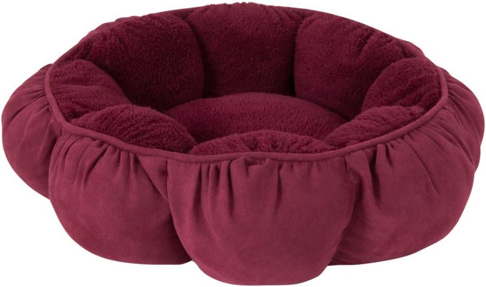 Petmate Puffy Round Cat Bed - Maroon & Gray
