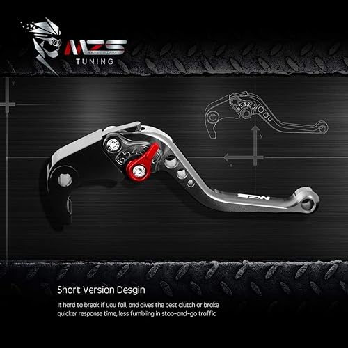 Miniatura 5 de MZS Palancas de embrague y de freno, cortas, ajustables, para motocicleta, rojo