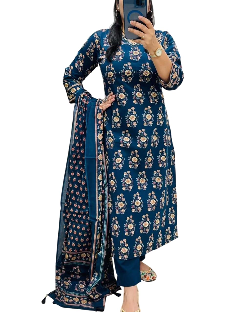kasooti Women's Cotton Straight Kurta Set | Embroidered Kurta with Pant and Dupatta Set | Ethnic set | Kurta set-picture-21