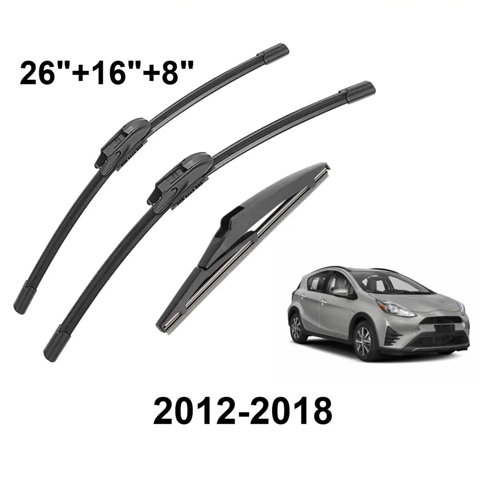 Limpia Parabrisas Para Toyota Para Prius C 2012-2018 Escobillas Limpiaparabrisas Delanteras Traseras Accesorios Automóvil 1/2/3/4/6 Piezas Kits Escobillas Limpiaparabrisas(6 PCS)