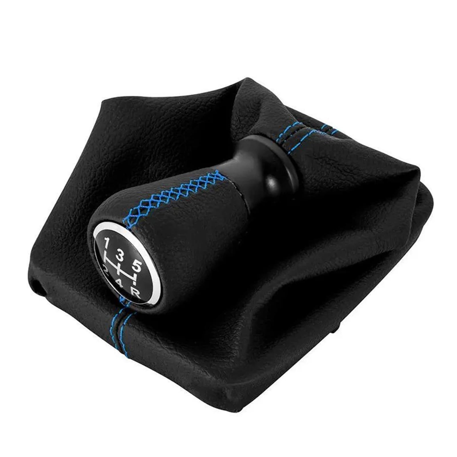 Mkgkacvcpt Blue Line Manual Shifter Knob For 307 207 406 With Leather Dustproof Cover 5 Speed Interior Parts Car/Gear Head/Shift/Knob Lever(Blue Line)