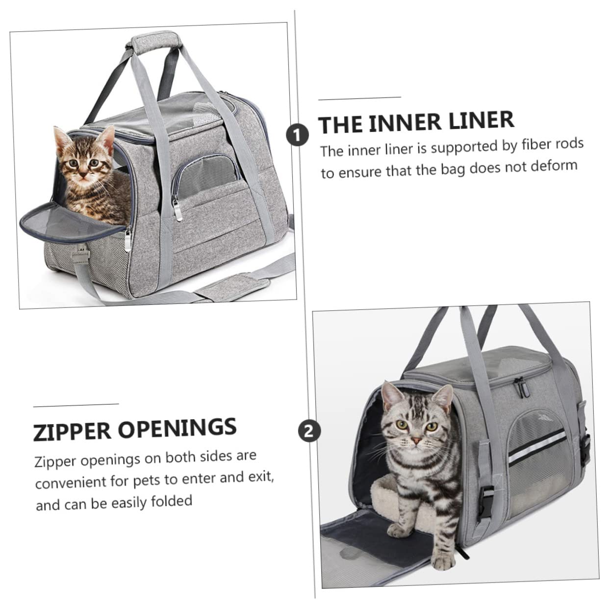 BELLIFFY Portable Pet Backpack for Pets Breathable Design Zipper Openings for Hiking Camping Travel and Everyday Use Pet Storage Bag for Dogs and Cats