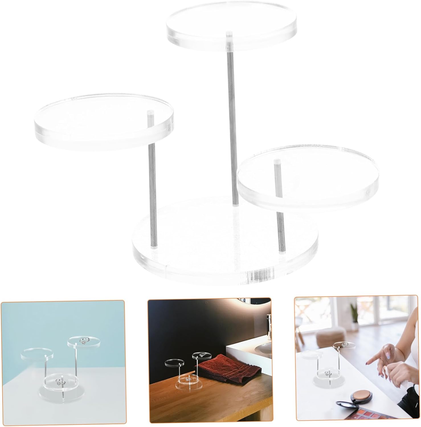 KICHOUSE Jewelry Display Stand Clear Riser Stand for Compact Pedestal Display Rack for Boutique and Retail Use Sleek Modern Design for Enhanced Product Visibility