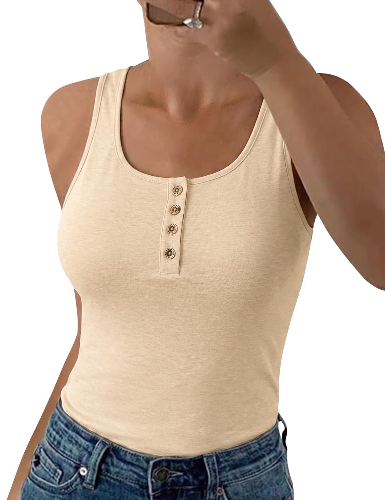 PASUDA Canotta Donna Estive Tops Canottiera Senza Maniche Casual Girocollo Tank Top Eleganti Sexy Slim Fit Maglietta Basic