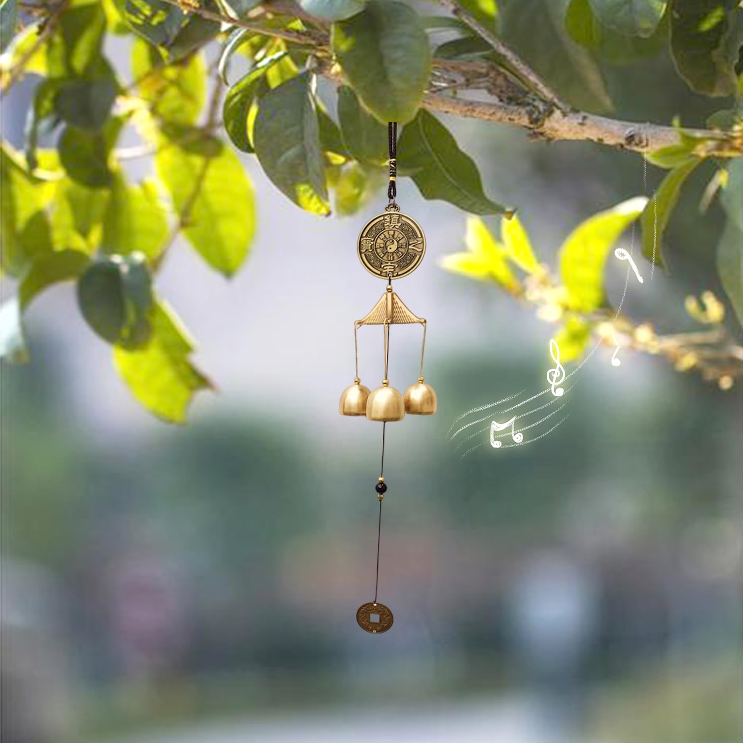 Feng Shui Campana a Vento Vintage in Metallo,Metallo Cinese Tradizionale Vento Carillon,Bless Wind Chime Campana Appendere Vintage Fengshui Campanelli per Casa e Giardino Appeso Fortuna