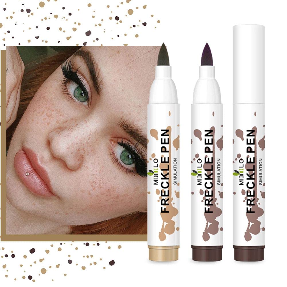 ROPALIA 2 Colors Freckle Pen, Natural Lifelike Fake Freckles Makeup Pen, Long-lasting Waterproof Dot Spot Pen Create Natural Effortless Sunkissed Skin (2 Color Set)