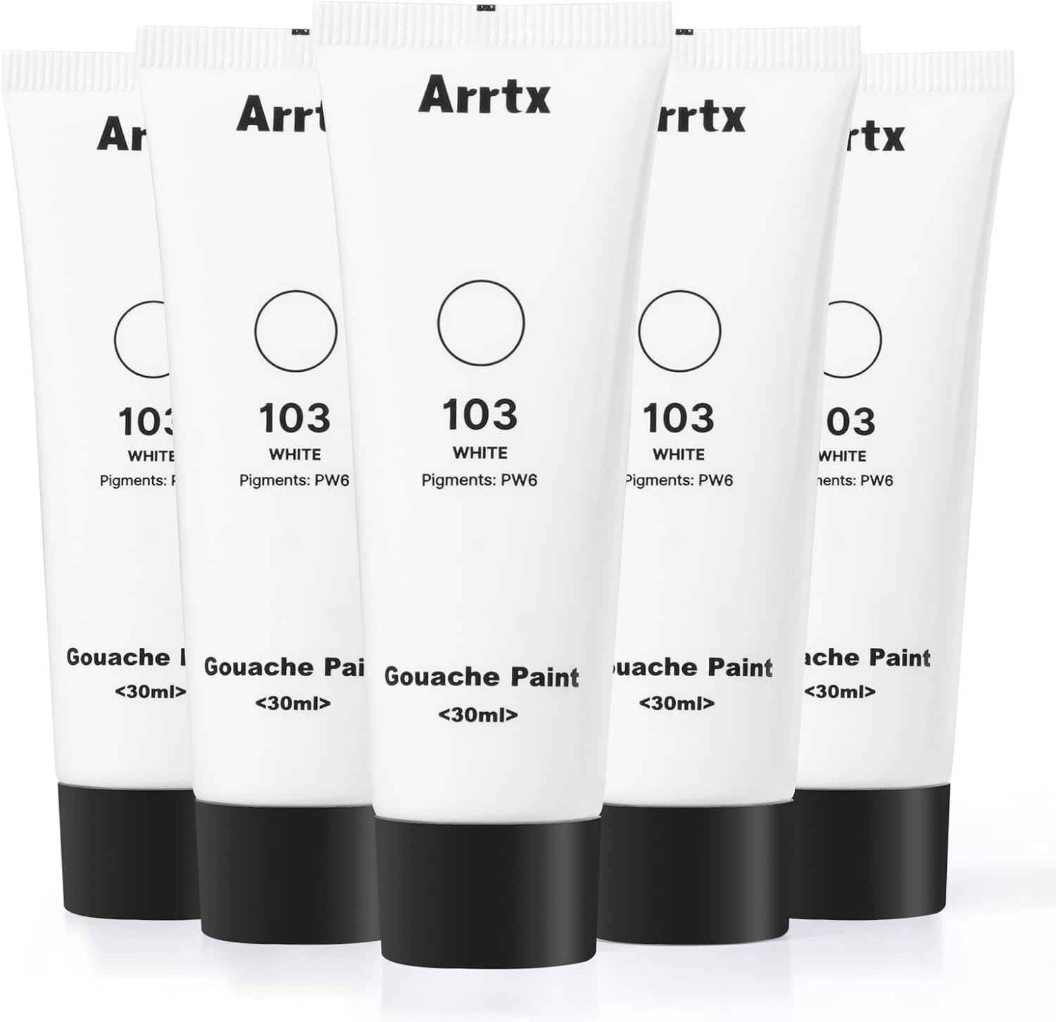 Arrtx White Gouache Paint set, 30ml x 5 pcs Permanent White