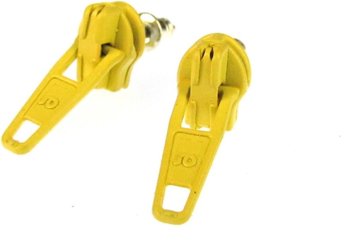 ZIpper Zip Upcycling Earrings Ear Studs Earstuds Miniblings Upcycling Yellow